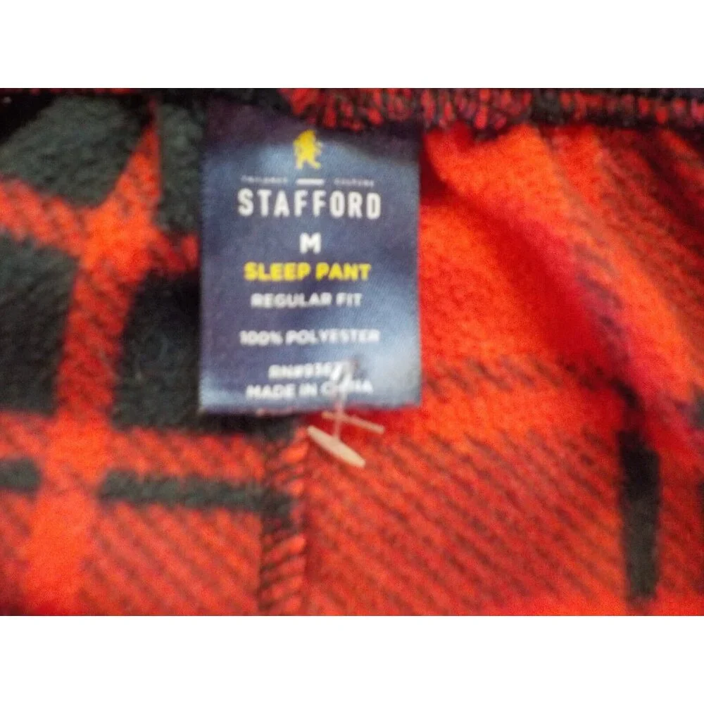 Stafford Plaid Red/Black Stretchy Elastic Drawstring Sleep Pants Size Medium x31